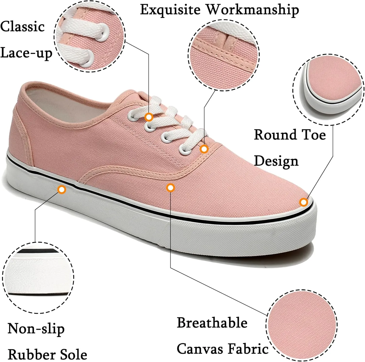 Women's Canvas Shoes Low Top Fashion Classic Slip on Canvas Sneakers Lace-up Walking Shoes Tennis Shoes