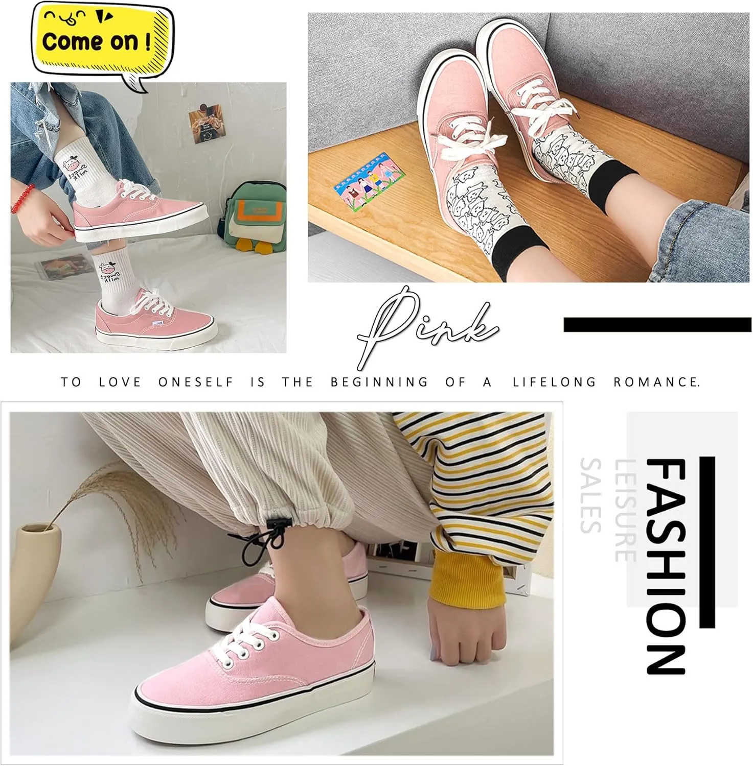Women's Canvas Shoes Low Top Fashion Classic Slip on Canvas Sneakers Lace-up Walking Shoes Tennis Shoes