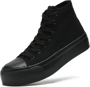 Womens Platform Canvas Sneakers Mens High Top Classic Canvas Shoes Unisex Casual Tennis Comfortable Fashion Sneakers Lace-Up