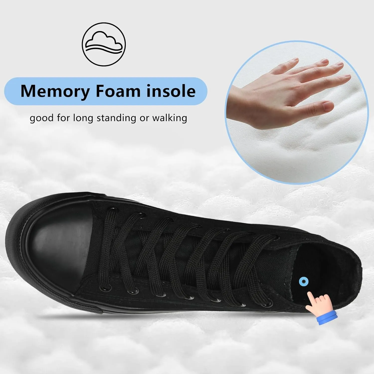 Womens Platform Canvas Sneakers Mens High Top Classic Canvas Shoes Unisex Casual Tennis Comfortable Fashion Sneakers Lace-Up
