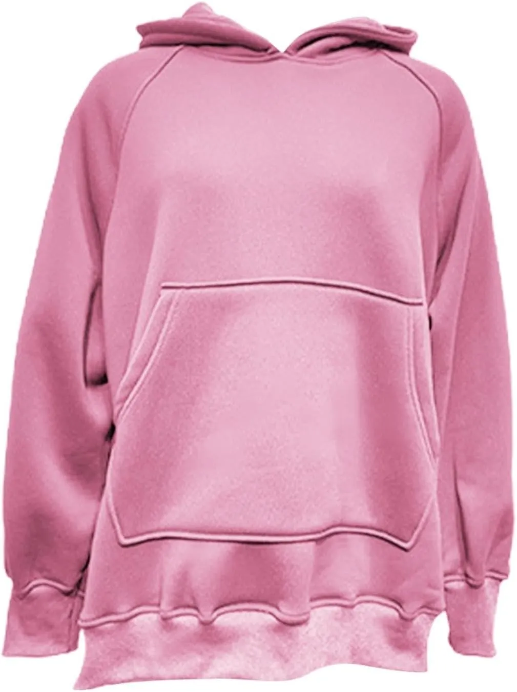 Womens Side Split Oversized Hoodies Sweatshirt Casual Solid Loose Fit Raglan Sleeve Pullover Tops with Kangroo Pocket