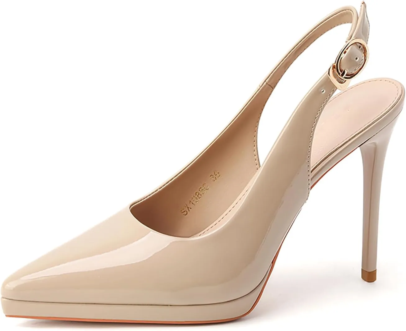 Women's Slingback High Heels Patent Leather Platform Closed Pointed Toe Stilettos Pumps Fashion Party Dress Shoes for Women