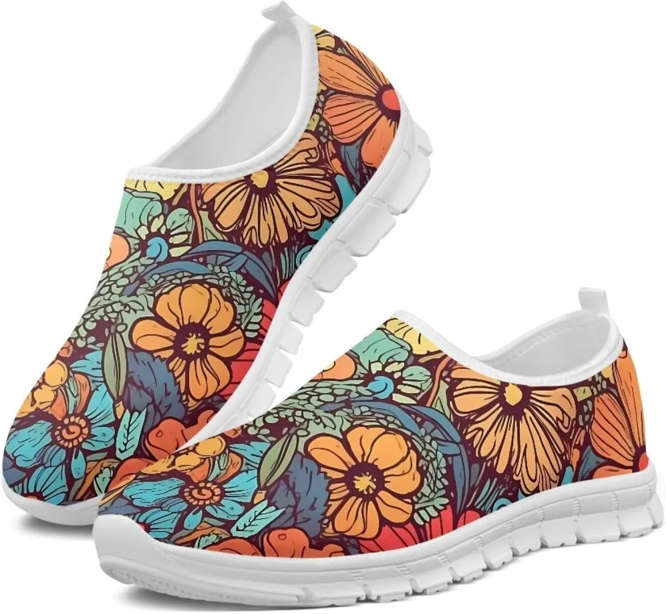 Women's Sports Shoes Low-Top Canvas Shoes Fashionable Slip-On Casual Tennis Shoe White Soles Sizes 5.5-11.5