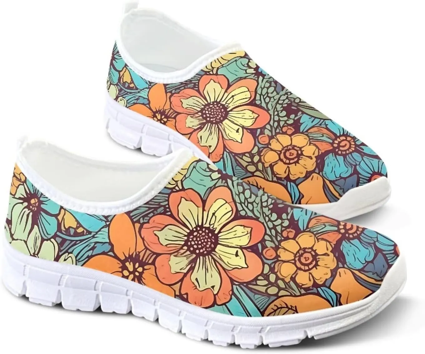 Women's Sports Shoes Low-Top Canvas Shoes Fashionable Slip-On Casual Tennis Shoe White Soles Sizes 5.5-11.5