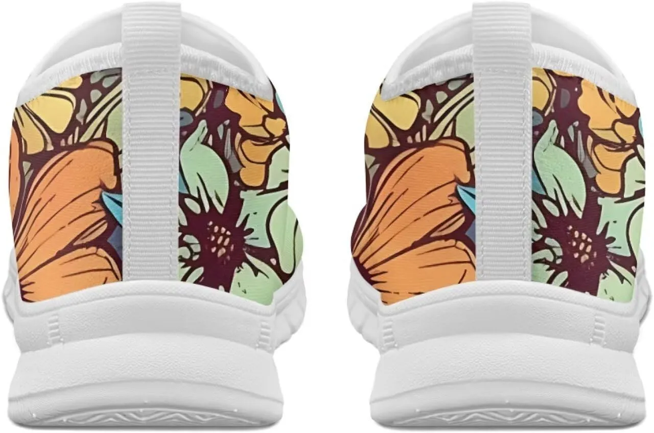 Women's Sports Shoes Low-Top Canvas Shoes Fashionable Slip-On Casual Tennis Shoe White Soles Sizes 5.5-11.5
