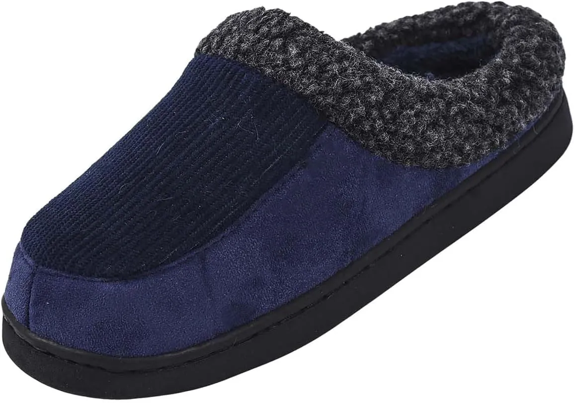 Womens Striped Slippers House Slippers for Men Plush Lined Bedroom Slippers for Men Slip On Flat Warm Slipper