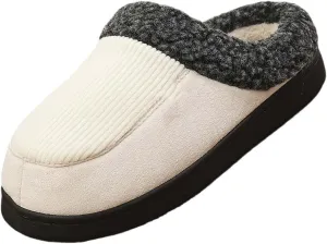 Womens Striped Slippers House Slippers for Men Plush Lined Bedroom Slippers for Men Slip On Flat Warm Slipper
