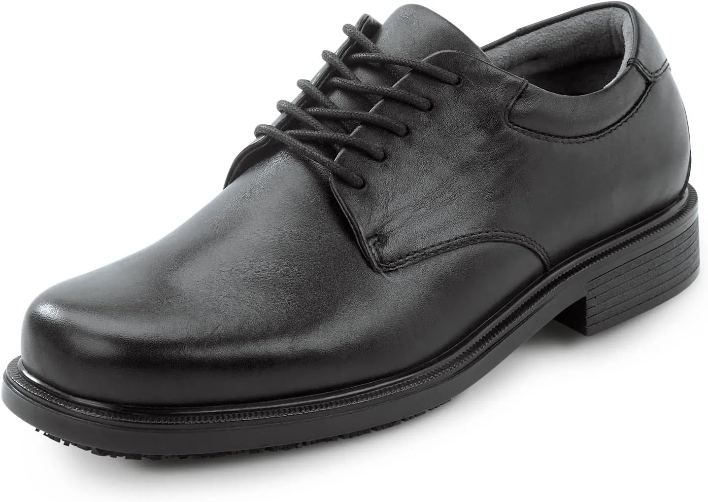 Works Men's, Huron, Black, Dress Style, MaxTrax Slip Resistant, Soft Toe Work Shoe (10.0 W)