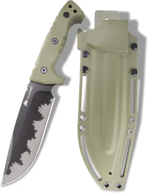 WT11 12'' Fixed Blade Fulltang Heavy Duty Knife, Military Tactical Knife with Keydex Sheath, Survival Bushcraft Knife for Hunting, Outdoor, Camping, Gift for Men(Green)