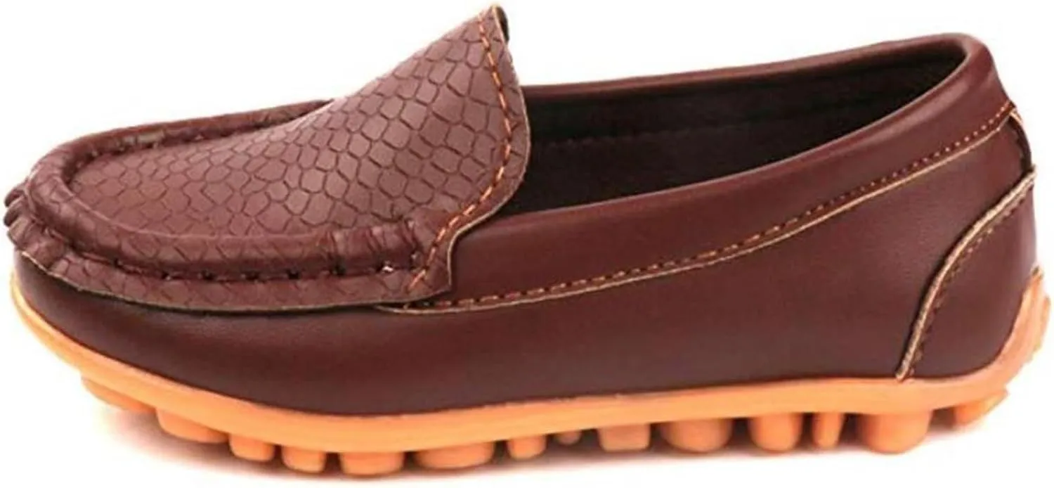 WUIWUIYU Boy's Girl's Slip-on Loafers Flats Oxford Shoes Solid Color Mocassins House Shoes