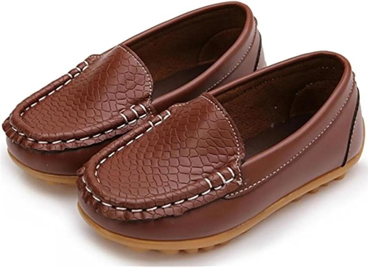 WUIWUIYU Boy's Girl's Slip-on Loafers Flats Oxford Shoes Solid Color Mocassins House Shoes