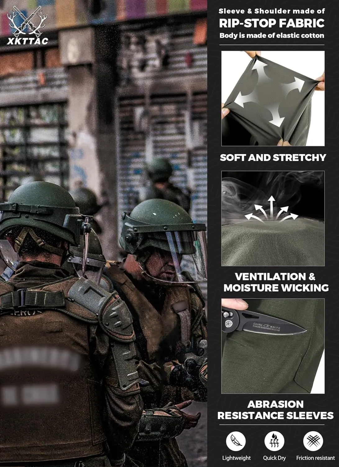 XKTTAC Combat Tactical Shirt for Men with 2-4 Pockets Airsoft-Military-Paintball-Camping Gear Army Security Clothes